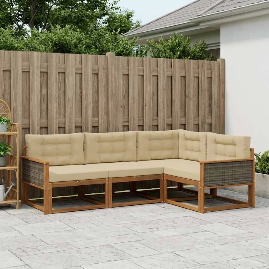 Ensemble de canapés d'extérieur 4 pcs Naturel et Beige