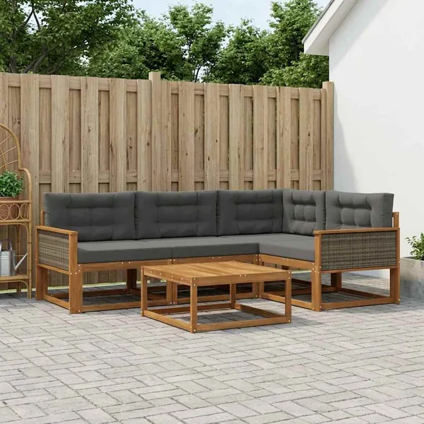 Ensemble de canapés d'extérieur 5 pcs Naturel et Anthracite