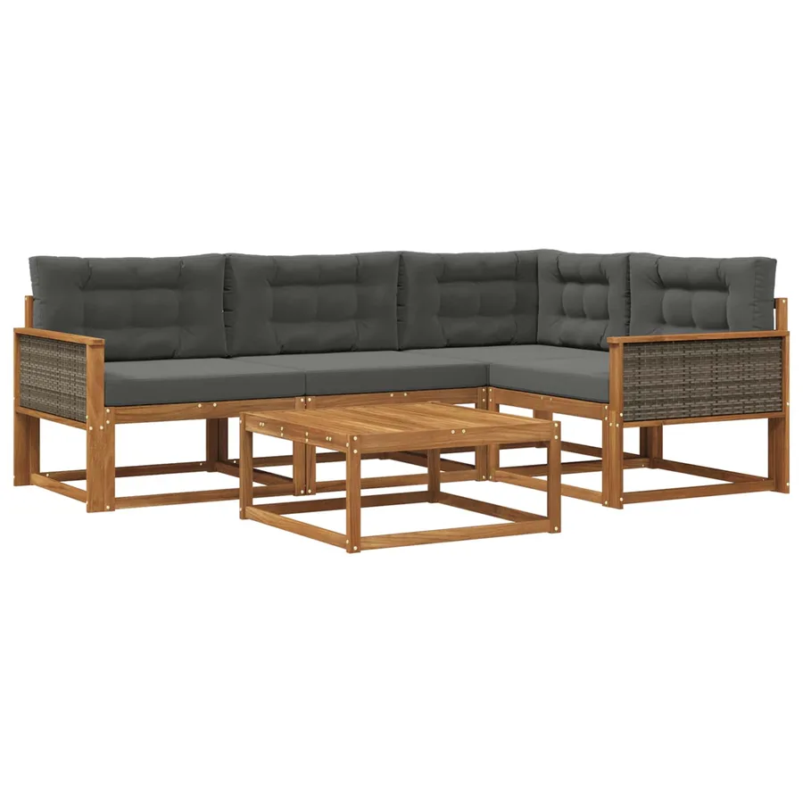 Ensemble de canapés d'extérieur 5 pcs Naturel et Anthracite - 2