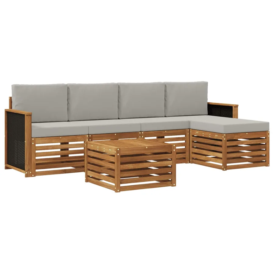 Ensemble de canapés d'extérieur 6 pcs Naturel et gris clair - 2