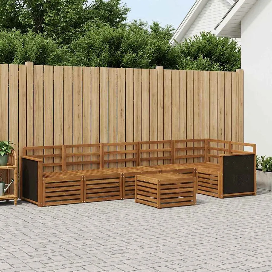 Ensemble de canapé d'angle 6 pcs Naturel Bois d'Acacia Massif