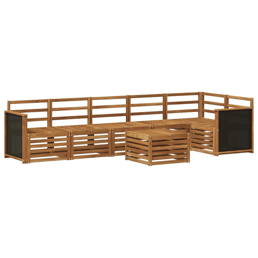 Ensemble de canapé d'angle 6 pcs Naturel Bois d'Acacia Massif - 2