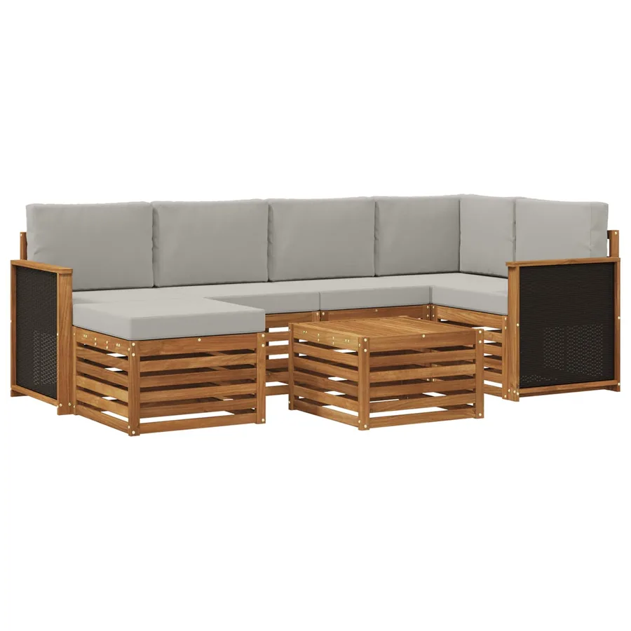 Ensemble de canapé d'angle 6 pcs Naturel et gris clair - 2