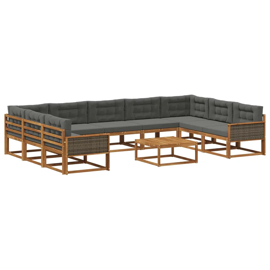 Ensemble de canapés d'extérieur 10 pcs Naturel et Anthracite - 2
