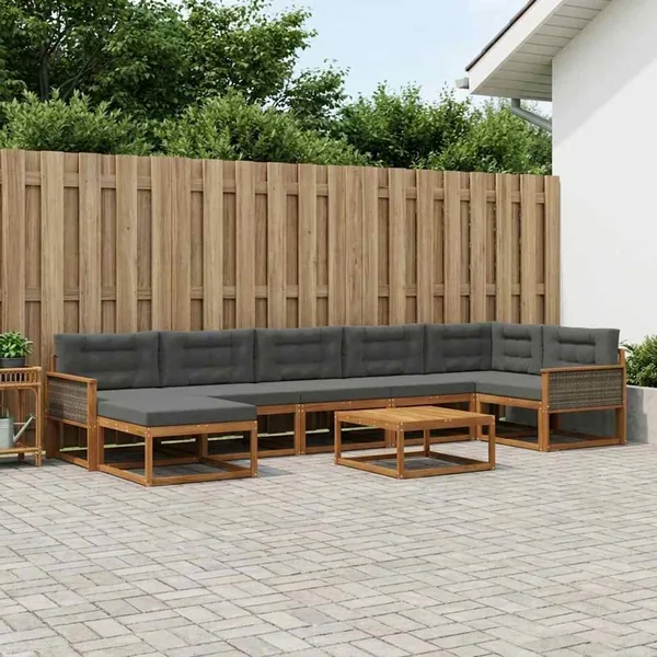 Ensemble de canapés d'extérieur 8 pcs Naturel et Anthracite