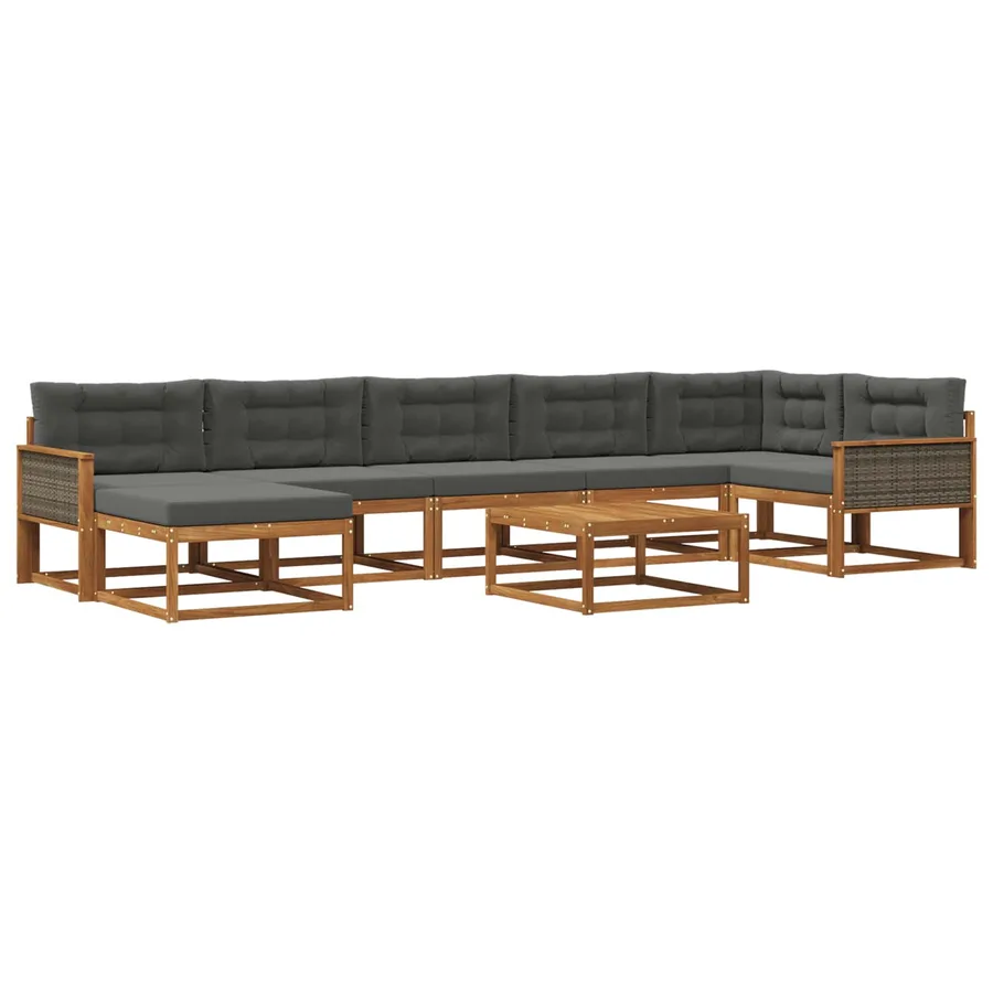 Ensemble de canapés d'extérieur 8 pcs Naturel et Anthracite - 2