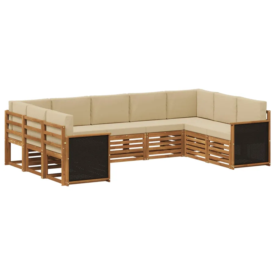 Ensemble de canapé d'angle avec coussin 7 pcs Naturel - 2