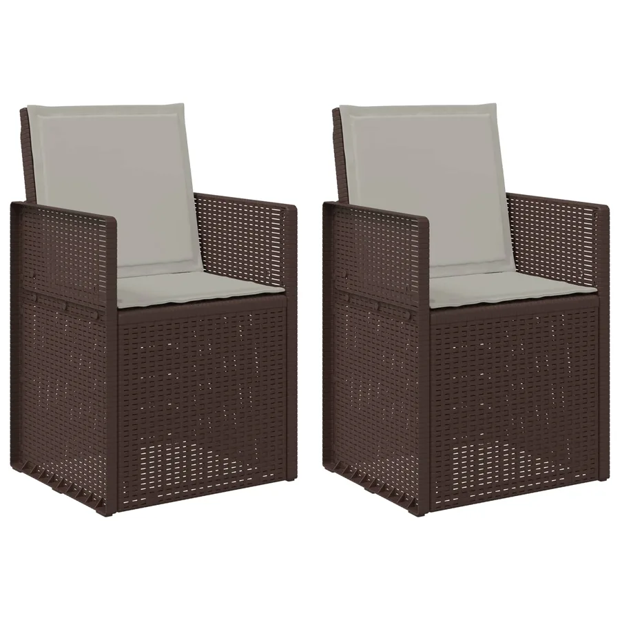 Chaises de jardin salle à manger 2 pcs Marron et gris clair PP - 2