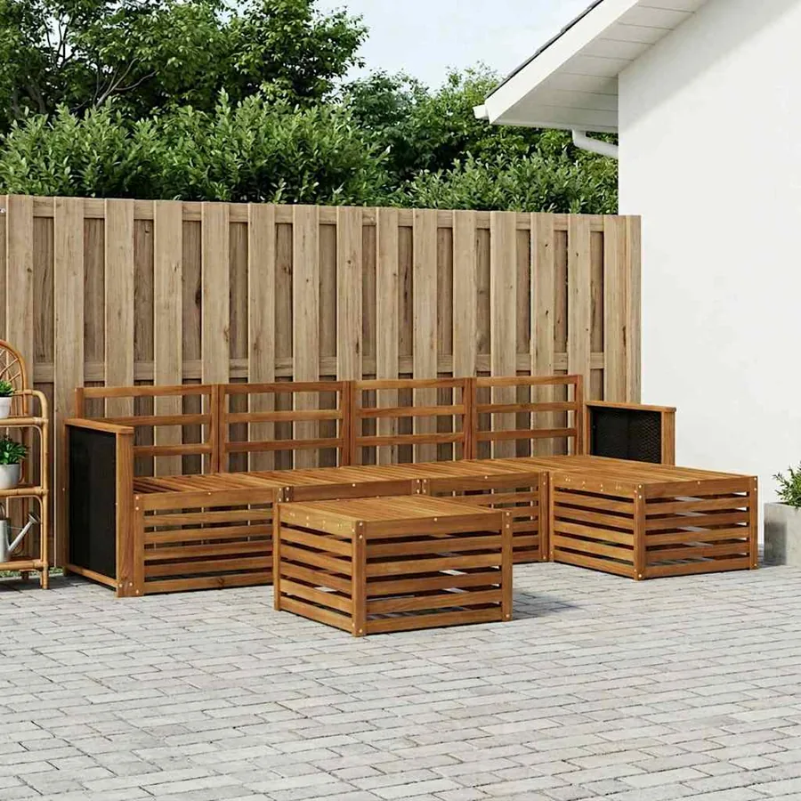 Ensemble de canapés d'extérieur 6 pcs Naturel