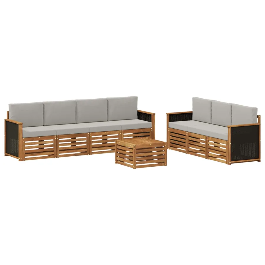 Ensembles de canapés avec coussin 8 pcs Bois d'Acacia Massif - 2