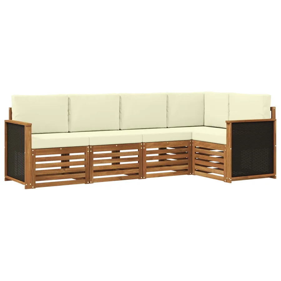 Ensemble de canapé d'angle avec coussin 4 pcs Naturel et Crème - 2