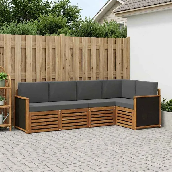 Ensemble de canapé d'angle 4 pcs Naturel et Anthracite
