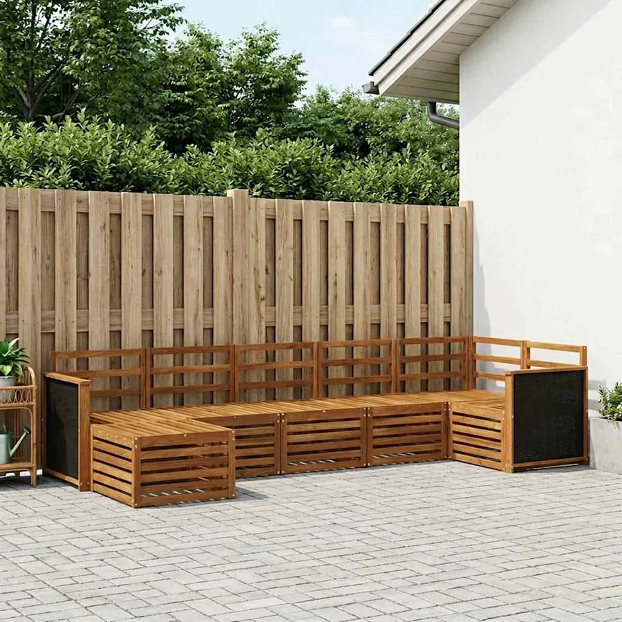 Ensemble de canapé d'angle 6 pcs Naturel Bois d'Acacia Massif