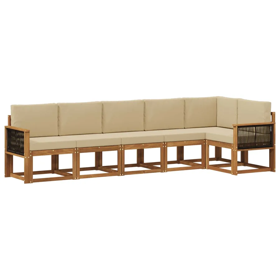 Ensemble de canapés d'extérieur 6 pcs Naturel et Beige - 2