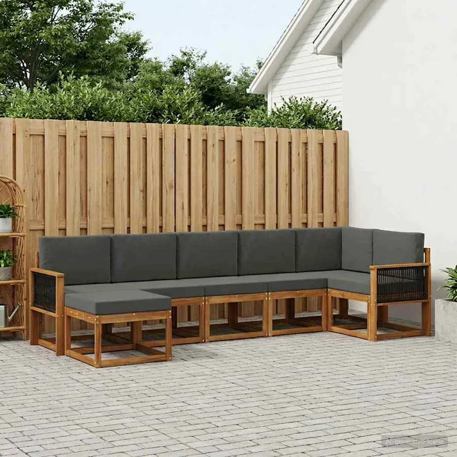 Ensemble de canapés d'extérieur 7 pcs Naturel et Anthracite
