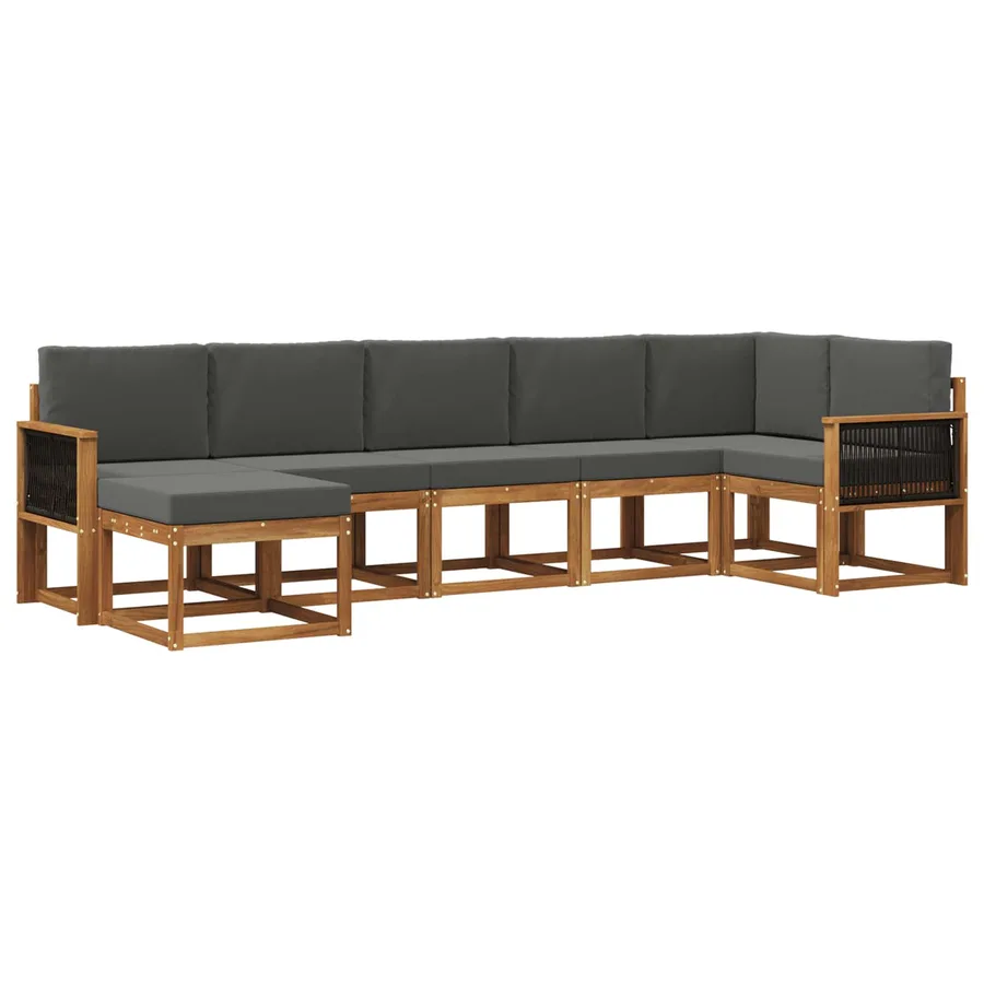 Ensemble de canapés d'extérieur 7 pcs Naturel et Anthracite - 2