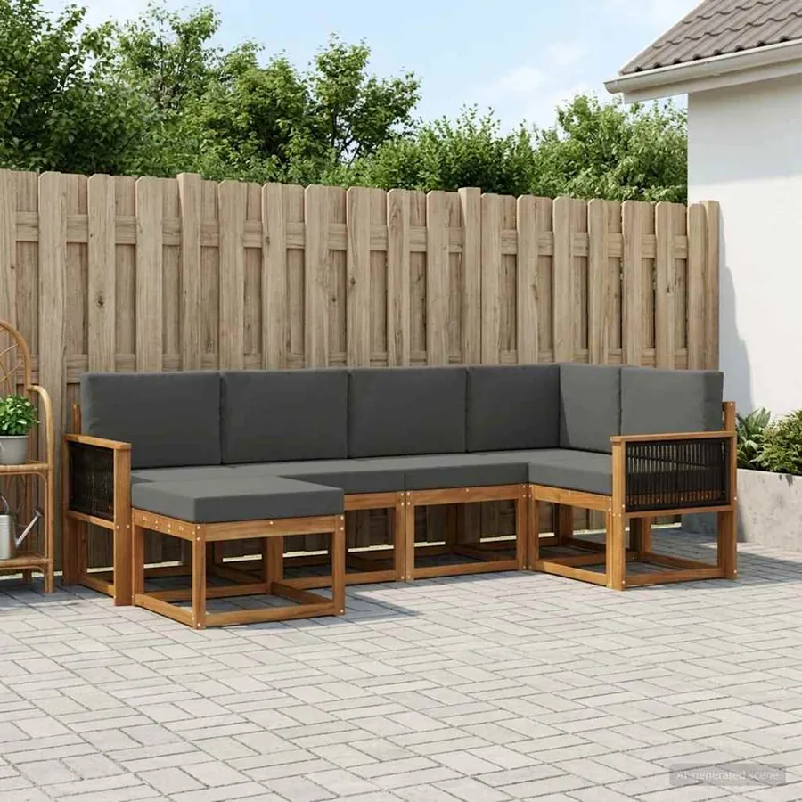 Ensemble de canapés d'extérieur 6 pcs Naturel et Anthracite
