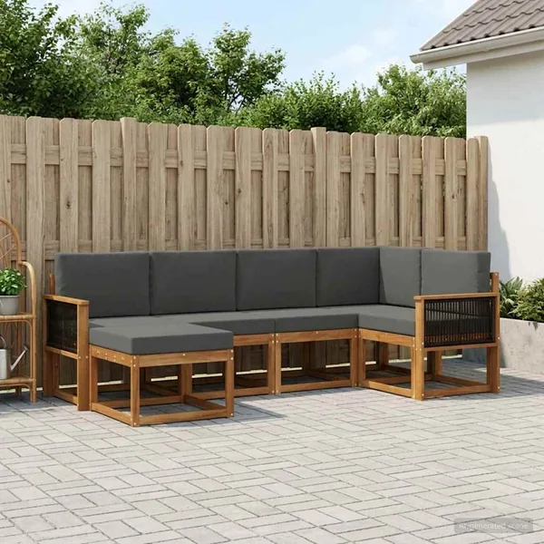Ensemble de canapés d'extérieur 6 pcs Naturel et Anthracite