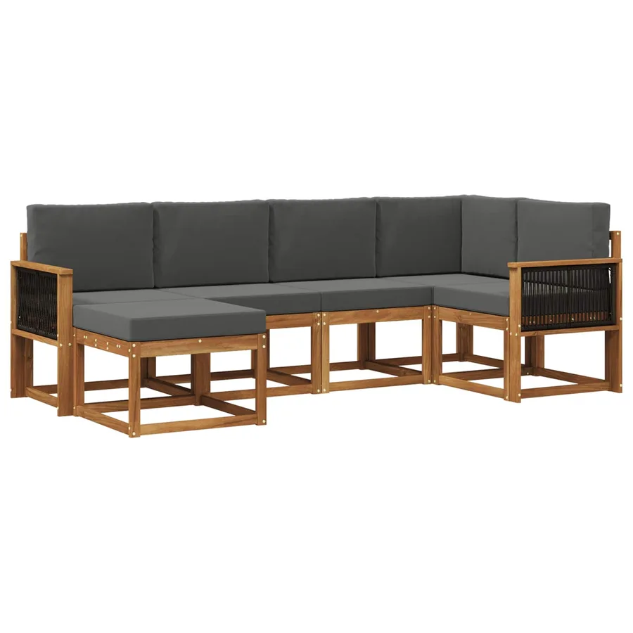 Ensemble de canapés d'extérieur 6 pcs Naturel et Anthracite - 2