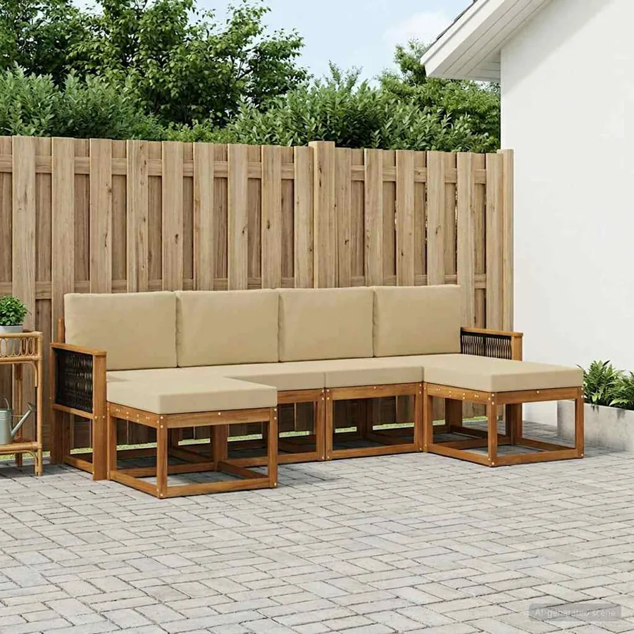 Ensemble de canapés d'extérieur 6 pcs Naturel et Beige