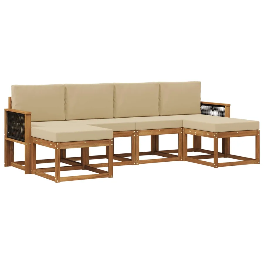 Ensemble de canapés d'extérieur 6 pcs Naturel et Beige - 2