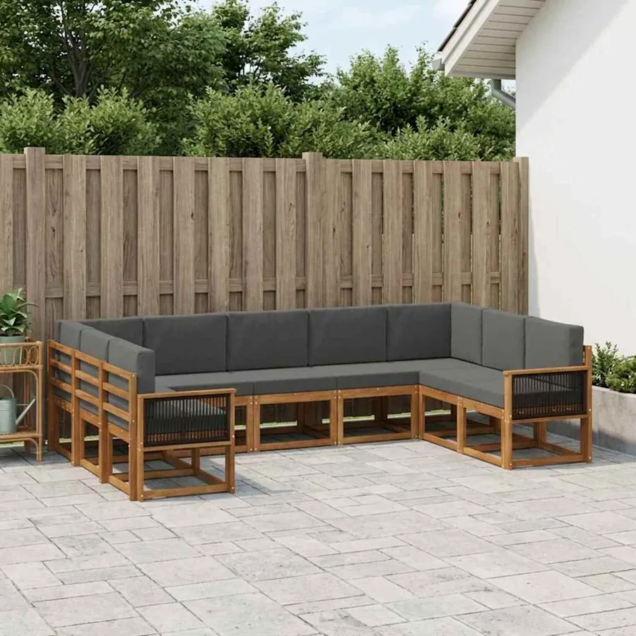Ensemble de canapés d'extérieur 9 pcs Naturel et Anthracite