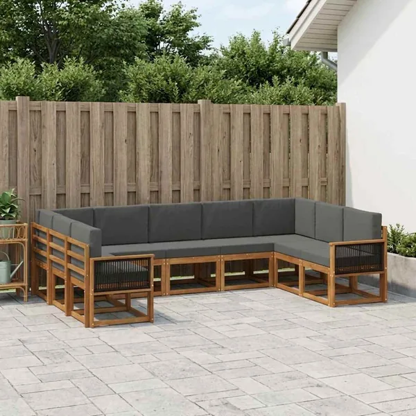 Ensemble de canapés d'extérieur 9 pcs Naturel et Anthracite