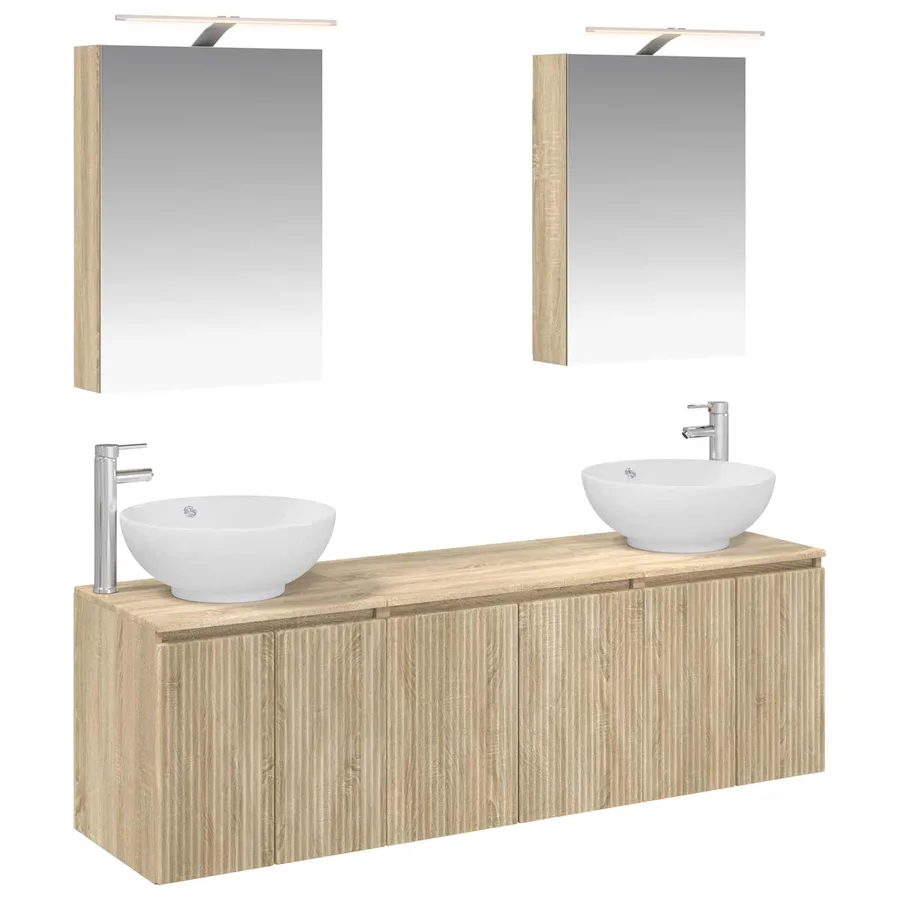 Ensemble d'armoire de salle de bain 5 pcs Chêne Sonoma - 2