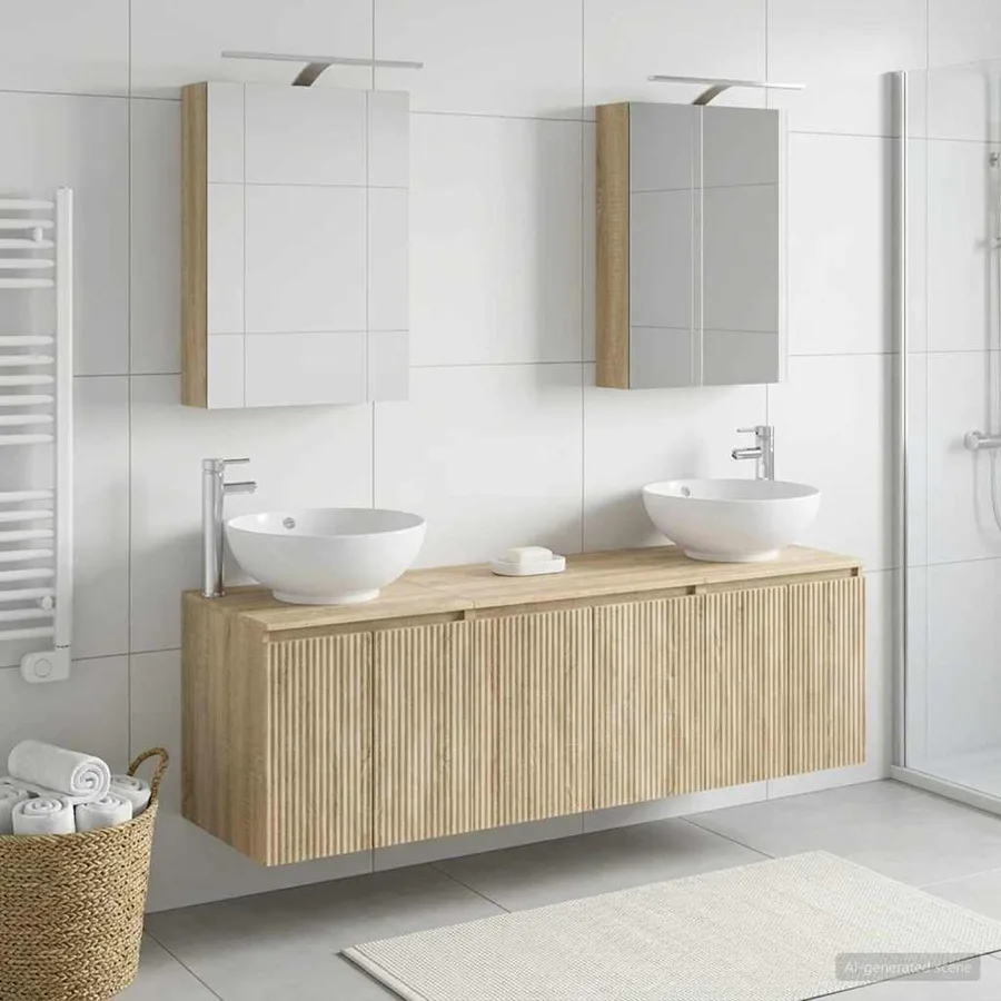 Ensemble d'armoire de salle de bain 5 pcs Chêne Sonoma - 4