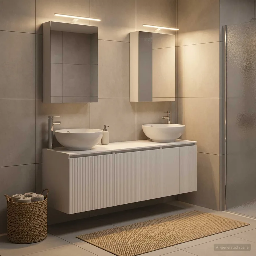 Ensemble d'armoire de salle de bain 5 pcs Blanc