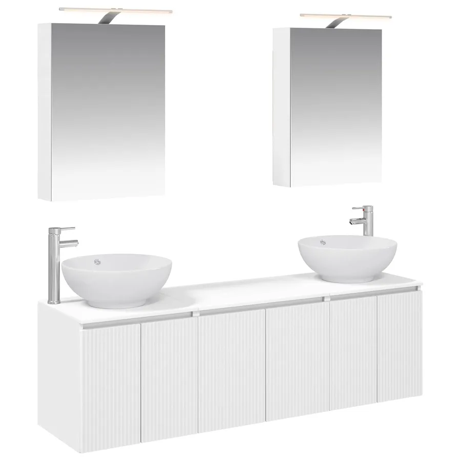 Ensemble d'armoire de salle de bain 5 pcs Blanc - 2