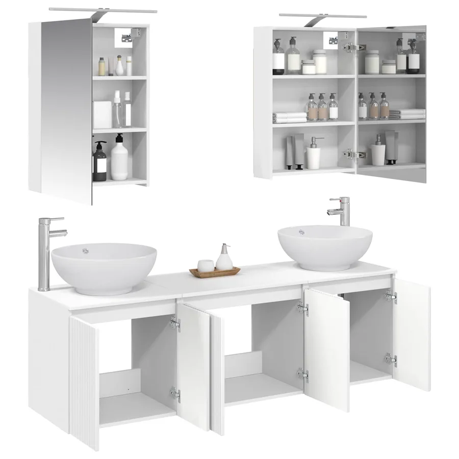 Ensemble d'armoire de salle de bain 5 pcs Blanc - 3
