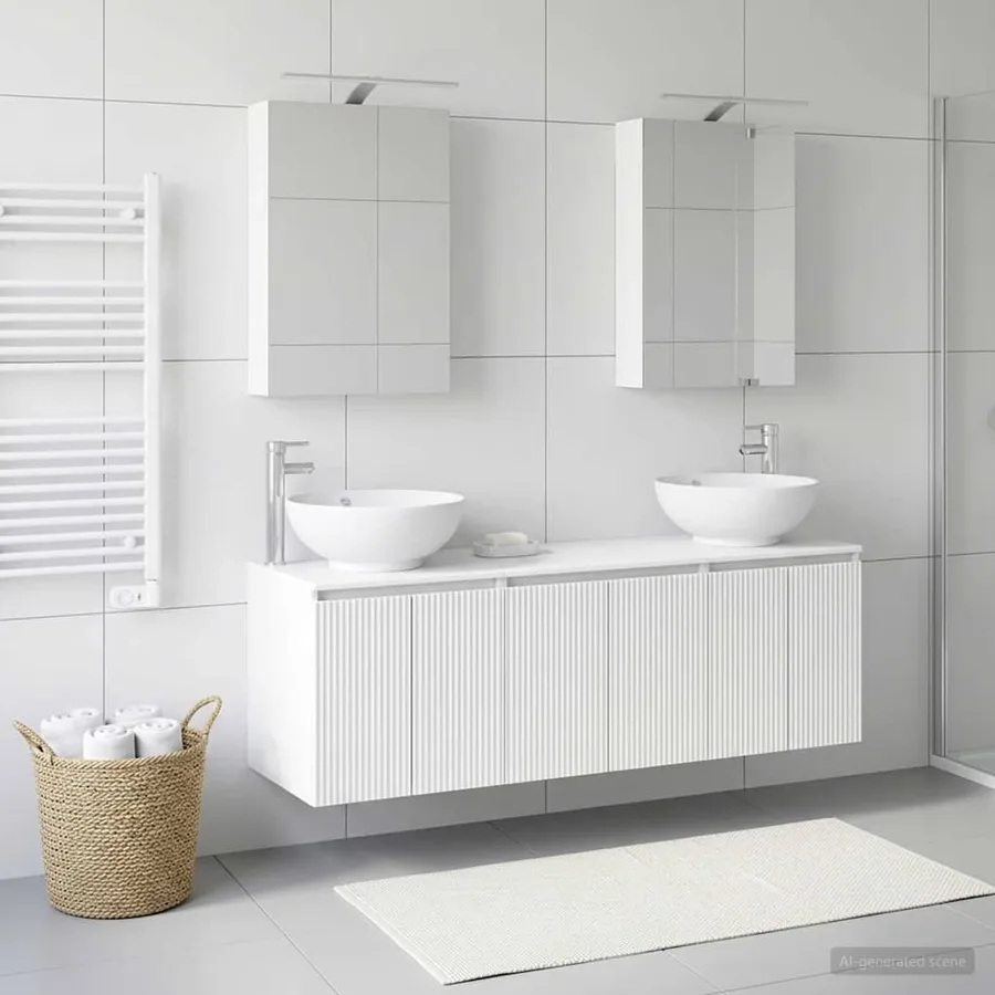 Ensemble d'armoire de salle de bain 5 pcs Blanc - 4