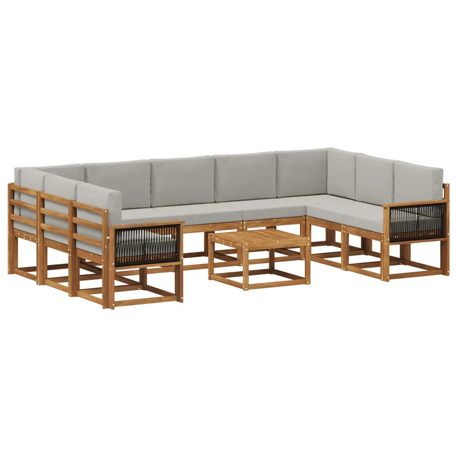 Ensemble de canapés d'extérieur 10 pcs Naturel et gris clair - 2