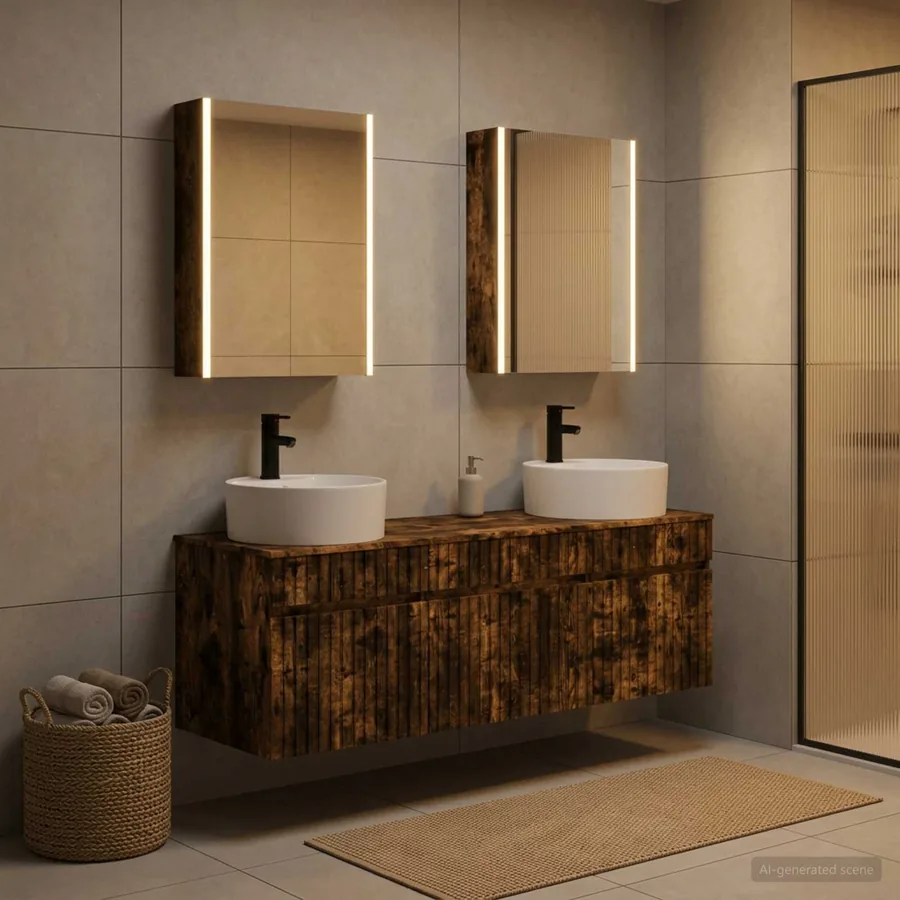 Ensemble d'armoire de salle de bain 5 pcs Chêne fumé