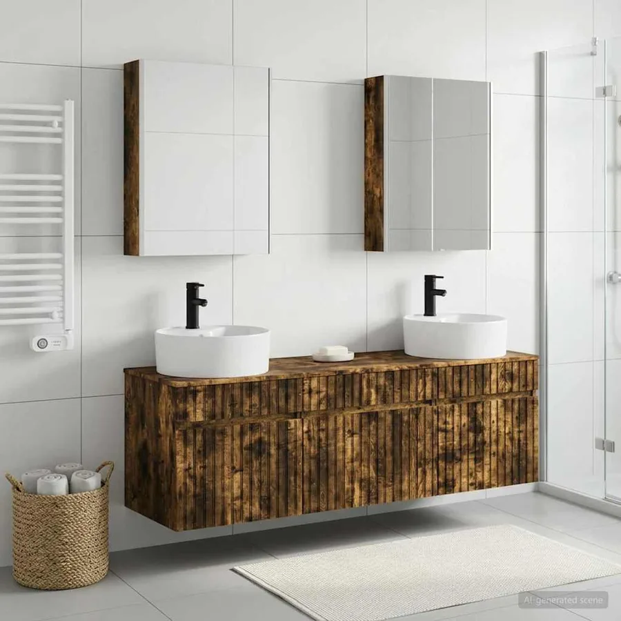 Ensemble d'armoire de salle de bain 5 pcs Chêne fumé - 4
