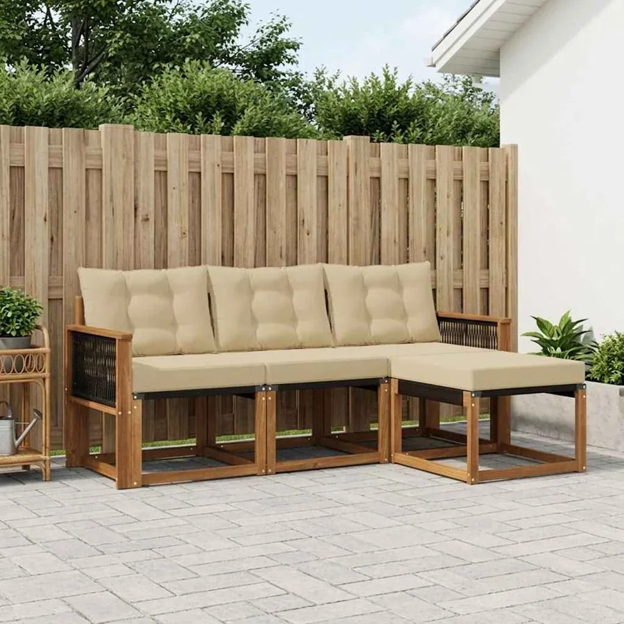 Ensemble de canapés d'extérieur 4 pcs Naturel et Beige