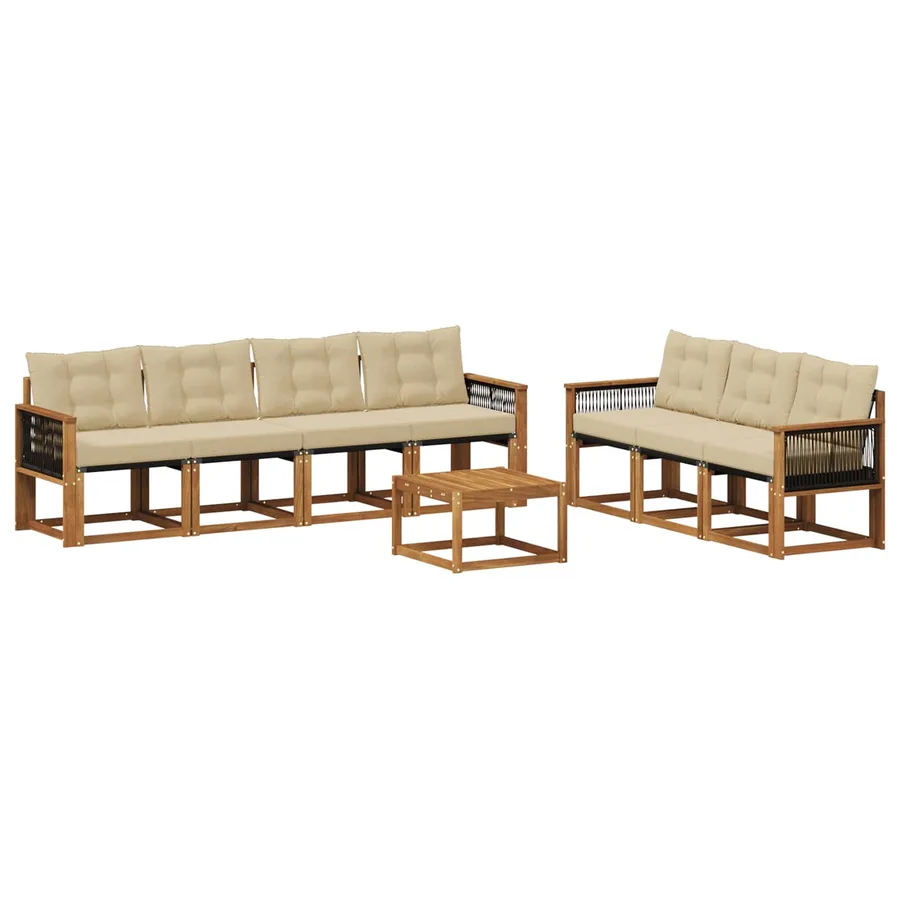 Ensemble de canapés d'extérieur 8 pcs Naturel et Beige - 2