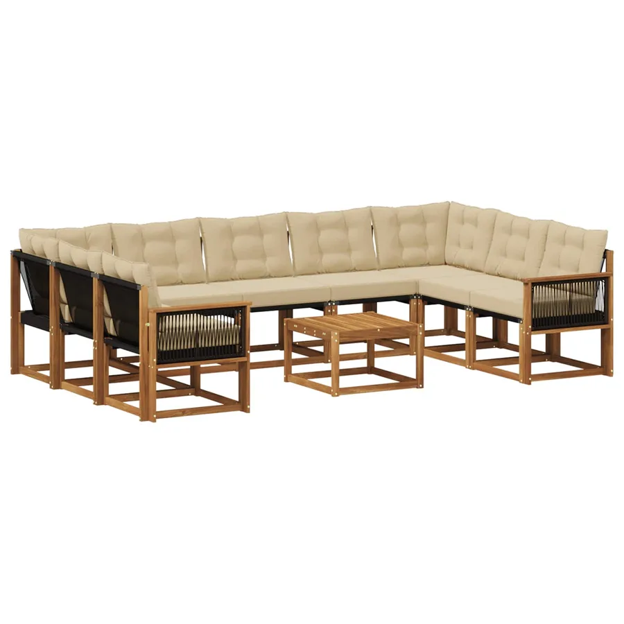 Ensemble de canapés d'extérieur 10 pcs Naturel et Beige - 2