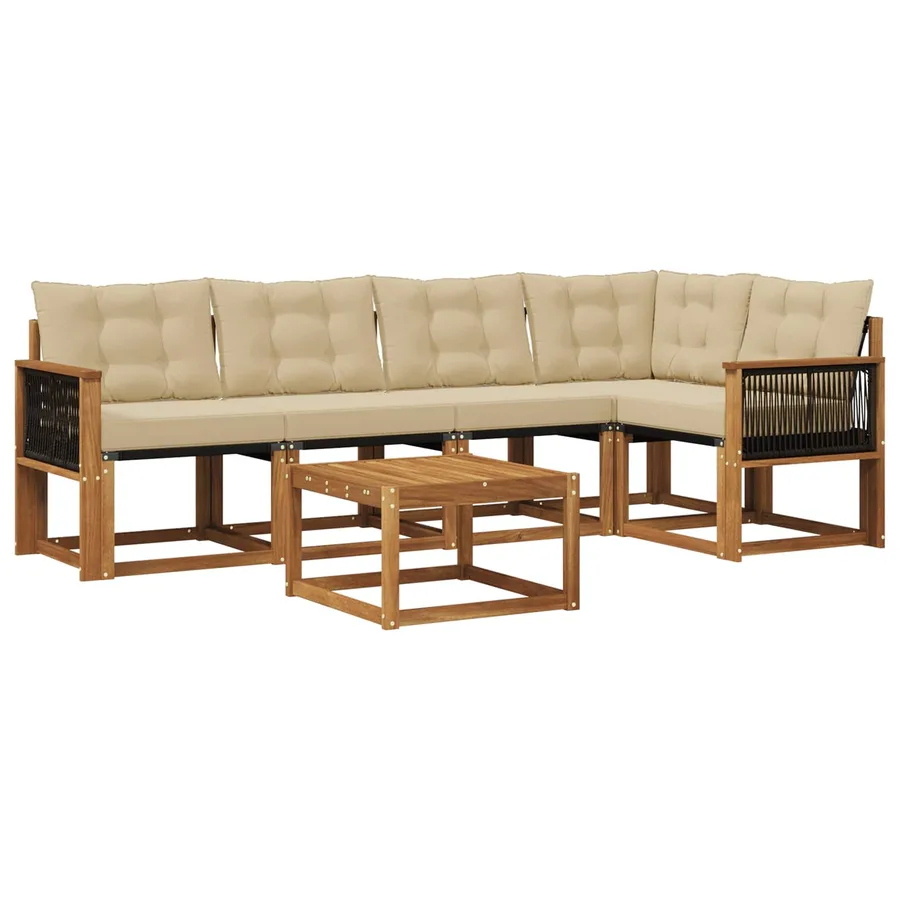 Ensemble de canapés d'extérieur 6 pcs Naturel et Beige - 2
