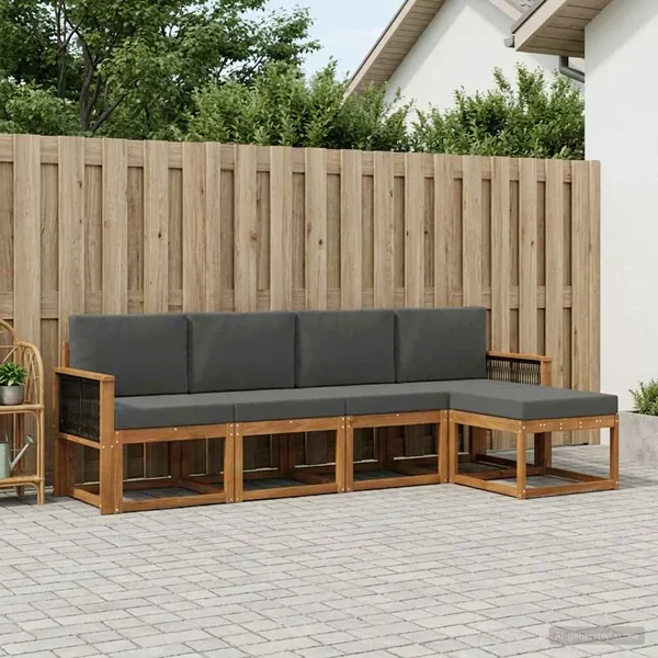 Ensemble de canapés d'extérieur 5 pcs Naturel et Anthracite