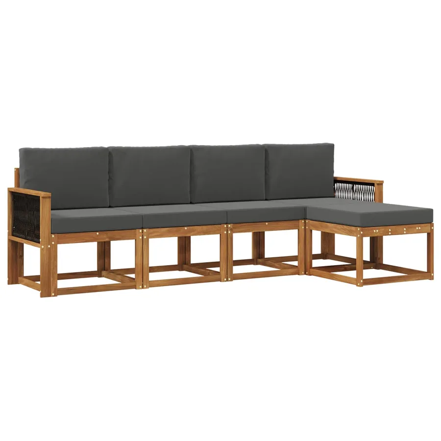 Ensemble de canapés d'extérieur 5 pcs Naturel et Anthracite - 2