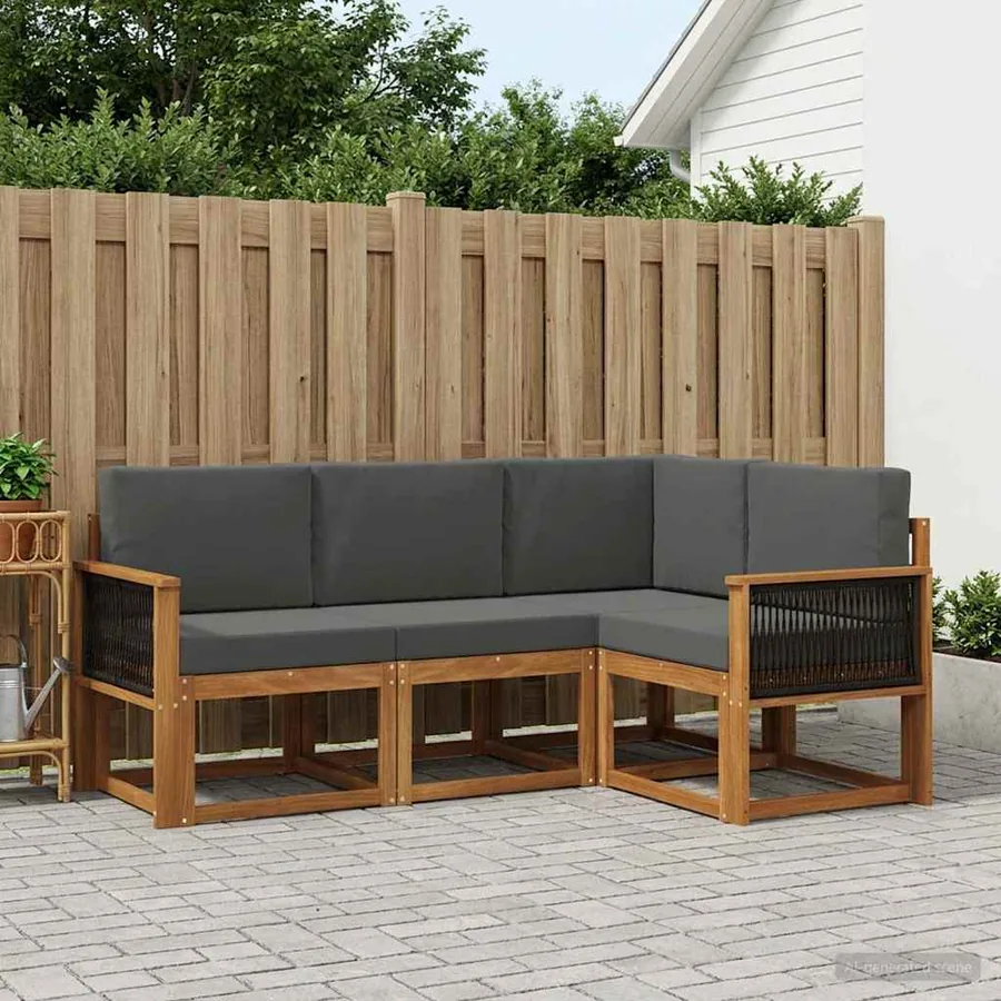 Ensemble de canapés d'extérieur 4 pcs Naturel et Anthracite