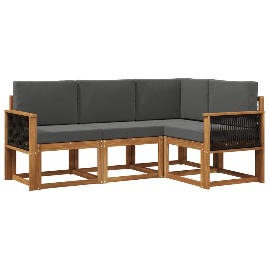 Ensemble de canapés d'extérieur 4 pcs Naturel et Anthracite - 2