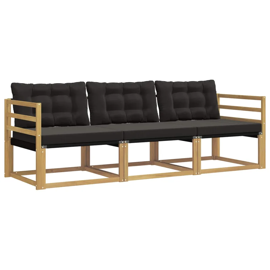 Ensemble de canapés d'extérieur 3 pcs Blanc et noir - 2