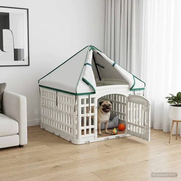 Panneau de jeu pour chien 4 panneaux avec toit 60 x 60 x 82 cm