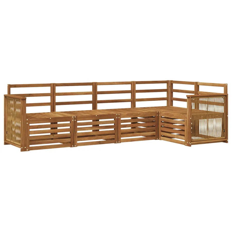 Ensemble de canapé d'angle 4 pcs Naturel Bois d'Acacia Massif - 2