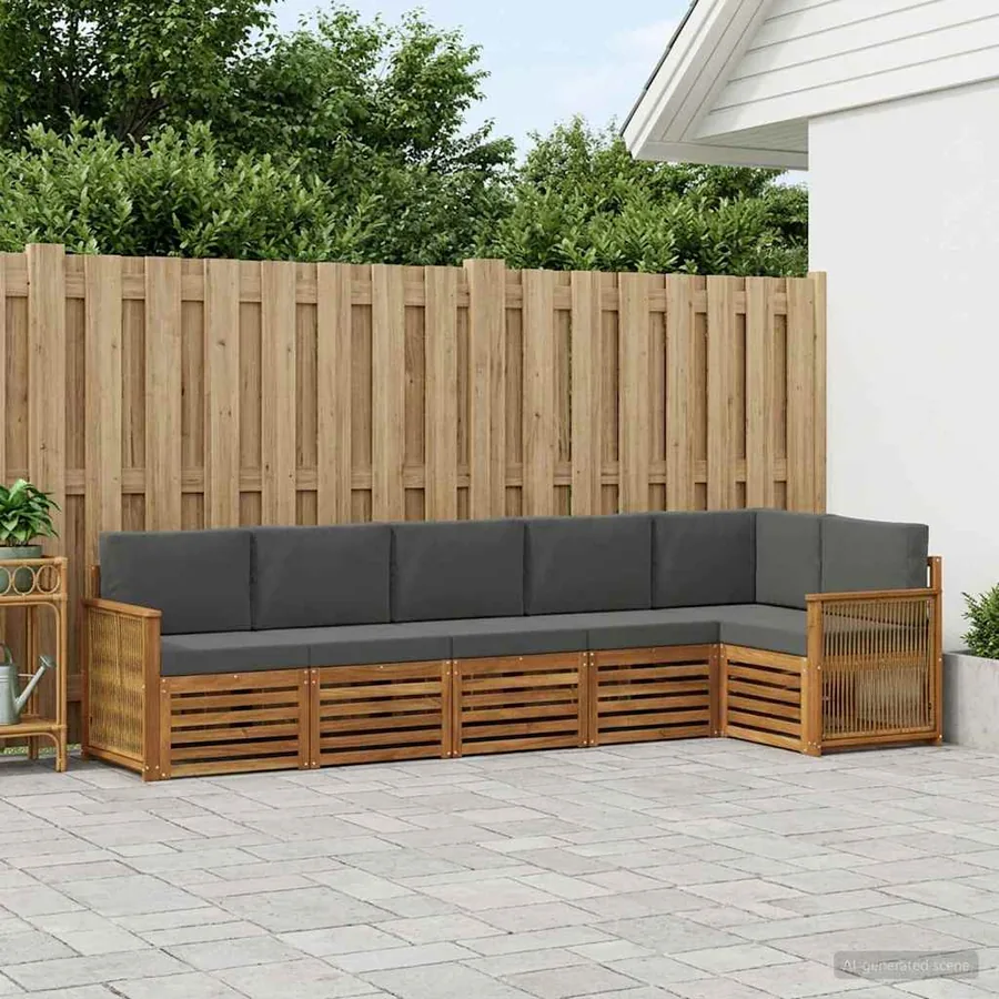 Ensemble de canapé d'angle 5 pcs Naturel et Anthracite