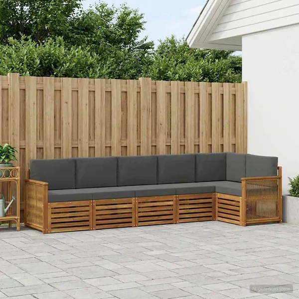 Ensemble de canapé d'angle 5 pcs Naturel et Anthracite