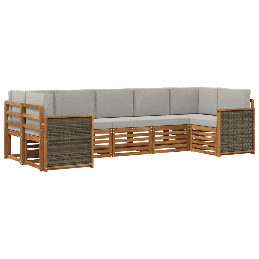 Ensemble de canapé d'angle 6 pcs Naturel et gris clair - 2